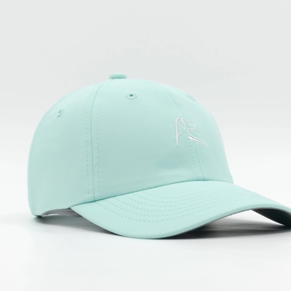 Rhoback Crave Performance Golf Cap Aqua White Stitch Logo Adult Strapback